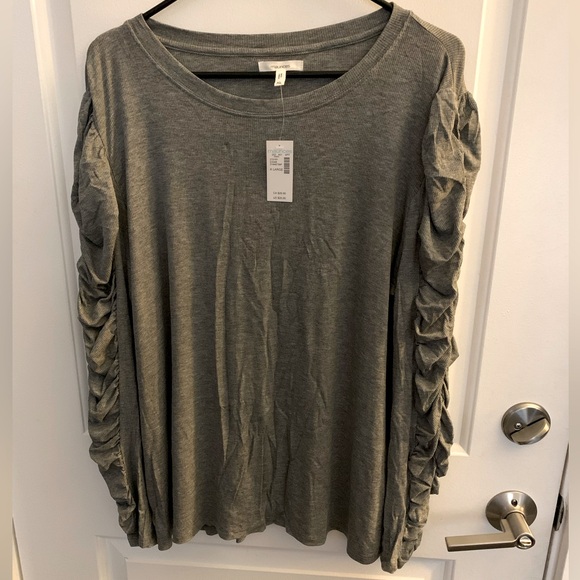 Maurices Tops - Maurices Gray Ruched Long Sleeve Blouse